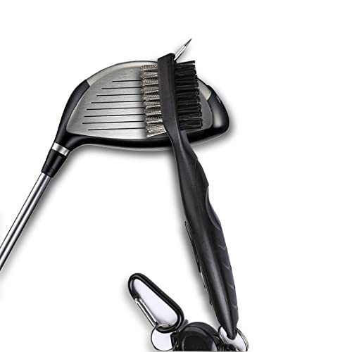 Golf Towel & Groove Cleaner Brush Kit - Black Towel + Black Brush