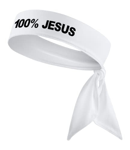 100% Jesus Sports Head Tie - White Athletic Headband
