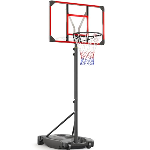 Adjustable Kids Basketball Hoop 4.82-8.53ft - Red