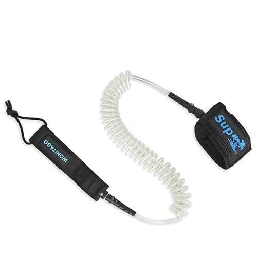 Premium Coiled SUP Leash for Paddleboards - Transparent White