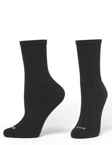 HUE Air Cushion Mini Crew Socks for Women, 3 Pair Pack, Black, One Size