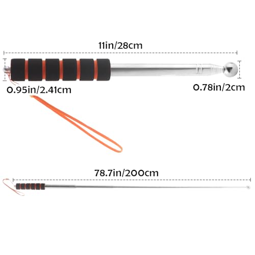 78.7 Inch Hollowing Drum Hammer Sound Detection Folding Stick, Upgraded Lengthen Telescopic Rod for House Decoration Inspection, Solid Ball Reinforcement Design Comes with Lanyard(200cm)