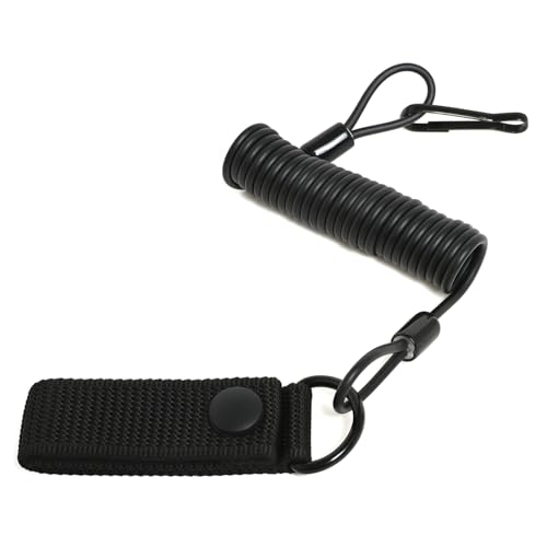 TACNEX 1 pcs Coil Pistol Lanyard Duty Belt Keeper with D Ring & Metal Clip