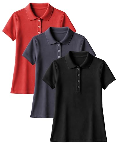 Andrew Scott Women's Golf Polo Shirts 3-Pack | Quick Dry V-Neck Collared Tops for Women