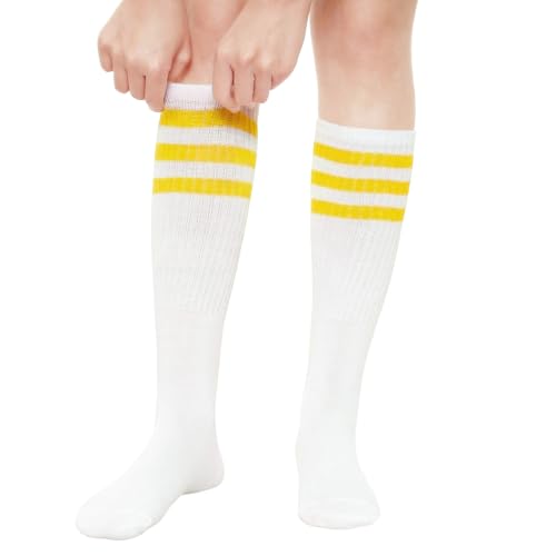 Striped Sweatbands and Socks Set - Yellow/White - 80s Accessories