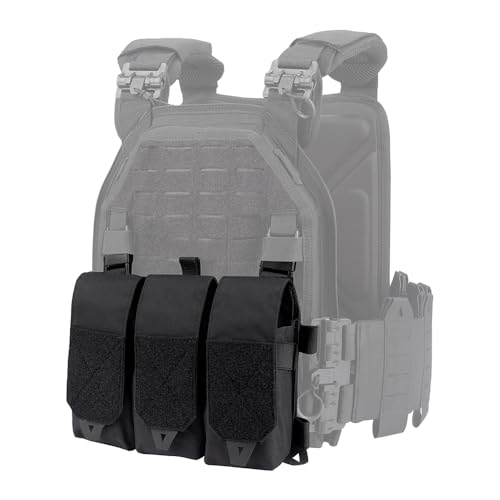 Tactical Triple Magazine Pouch with Quick Release - Light Black