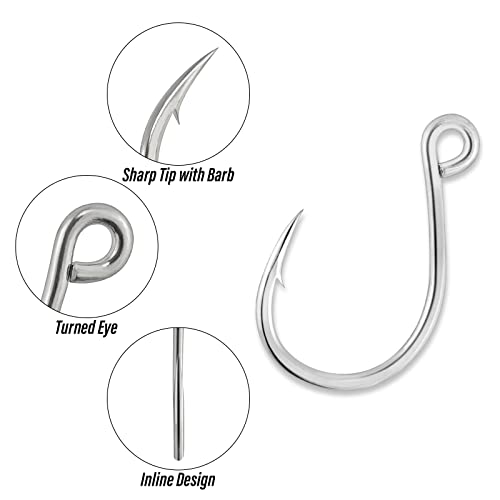 Replacement Fishing Hooks - 30 Pack Inline High Carbon Steel