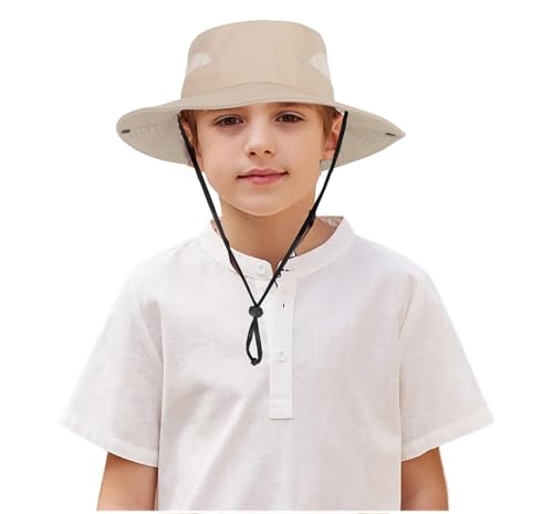 Kids Wide-Brim Sun Hat with UV Protection - Beige