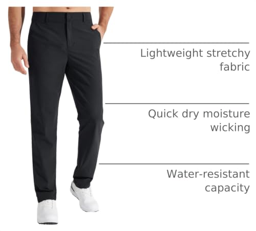 Men's Stretch Golf Pants - Quick Dry Lightweight Trousers with Pockets