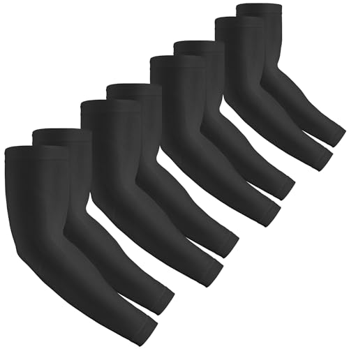 UV Protection Cooling Arm Sleeves - 4 Pairs Black, Compression Sun Sleeves