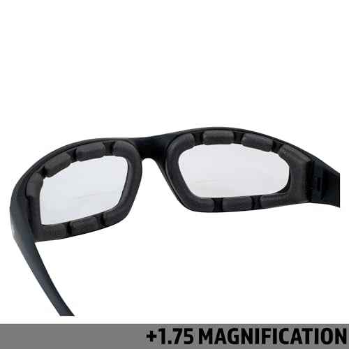 Birdz Eyewear Oriole Bifocal Safety Glasses 2 Pairs Padded Black Frame Clear Smoke Lenses +1.75 Magnification