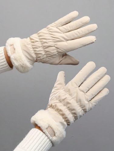Windproof Winter Ski Gloves - Water-Resistant Thermal Medium Beige