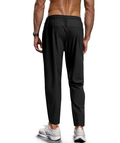 Hidkat Men's Hiking Pants Quick-Dry Lightweight Sweatpants - Black, Medium