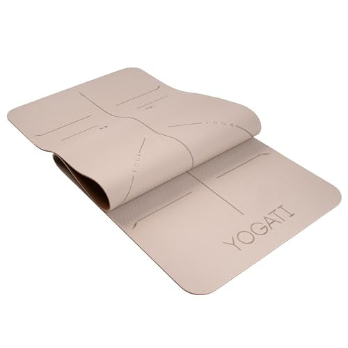 Non-Slip Yoga Mat with Alignment Lines - Brown