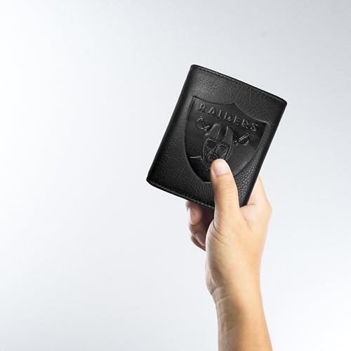 Las Vegas Raiders Embossed Leather Tri-fold Wallet - Black