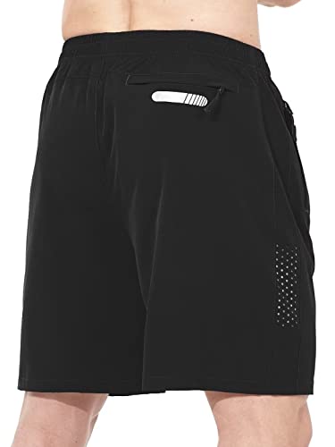 Men's Athletic Running Shorts with Zipper Pockets - Quick Dry & Breathable