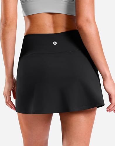 SANTINY 13.5/15" Tennis Skirt with 2 Pockets – Black, Medium