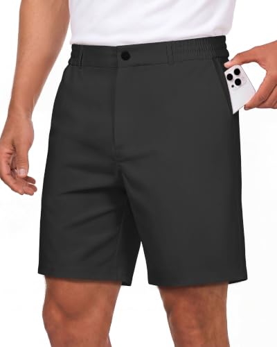Wulcea Men's 7" Chino Golf Shorts Black Medium - Quick Dry Water-Resistant