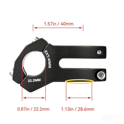 Black 22.2mm Aluminum Bike Stem 40mm Short Handlebar for MTB BMX E-Bikes
