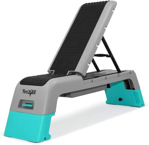 Aerobic Deck Fitness Station - Weight Bench & Stepper - Blue/Grey