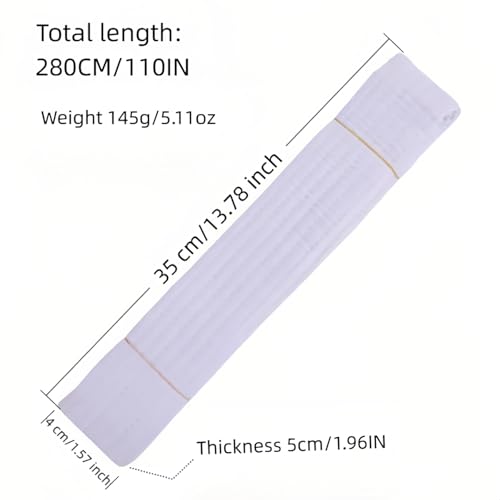 220cm White Martial Arts Belt - Double-Layered Cotton for Taekwondo, Karate, Judo
