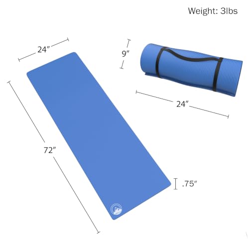 Blue Foam Sleeping Pad for Camping - 0.75-Inch Thick Waterproof Sleep Mat with Carry Straps by Wakeman Outdoors