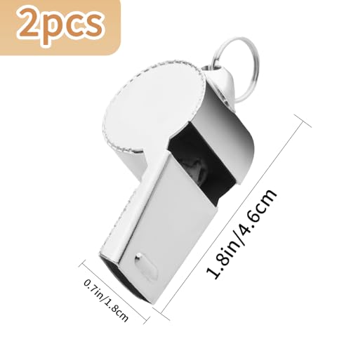 Stainless Steel Coaches Whistle with Lanyard - 2PCS