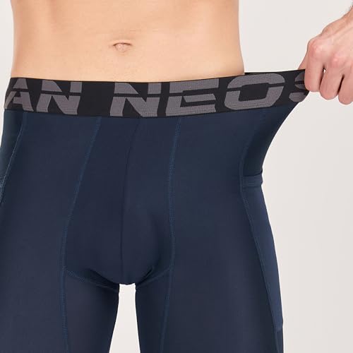 Men's Compression Leggings - Base Layer Running Gym Pants 29" Inseam - Navy Blue