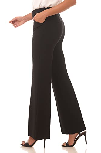 Rekucci Women's Black Secret Figure Pull-On Wide Leg Dress Pants - Regular/Petite/Tall Fit