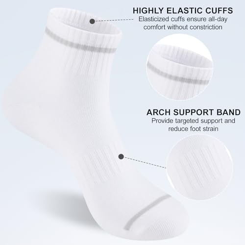 Heatuff Women's Ankle Quarter Socks 9 Pairs - Black, White, Grey | Thin Casual Athletic Gym Crew Socks