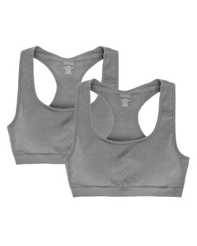 MeMoi Girls Sports Bra 2-Pack M-12 Light Gray Heather Teen Training Bras