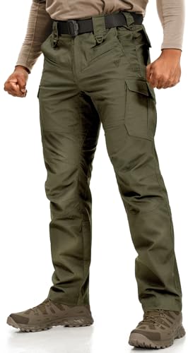 IDOGEAR Men's Ripstop Tactical Cargo Pants - Lightweight Stretch, Ranger Green, 32W x 30L