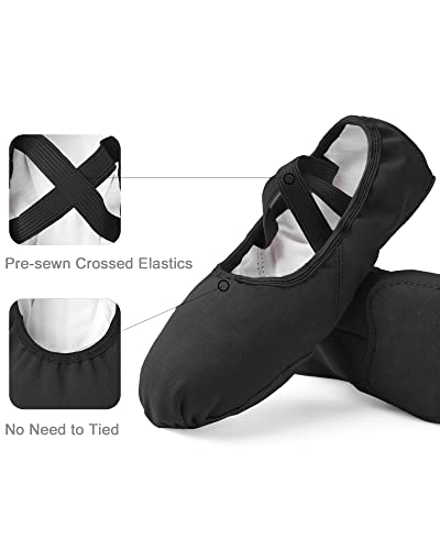 Stelle Women's Stretch Canvas Ballet Shoes Black 8 Split Sole