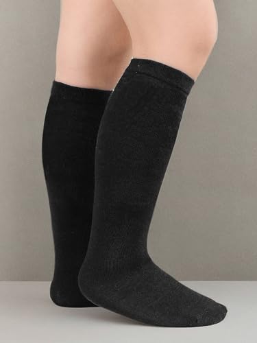 Kids Knee High Soccer Socks - 2 Pair Black, Ages 3-6