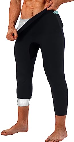 LMCOB Sauna Sweat Short Pants for Men Hot Thermo Sauna Leggings - Long Pants Silver Lining, Large