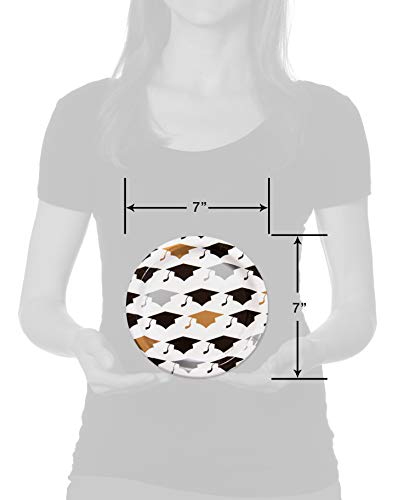 Graduation Paper Dessert Plates - 36 Count, 7 in. - Mortarboard Design