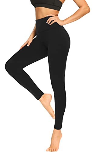 High Waisted Tummy Control Leggings for Women - Black - Small-Medium