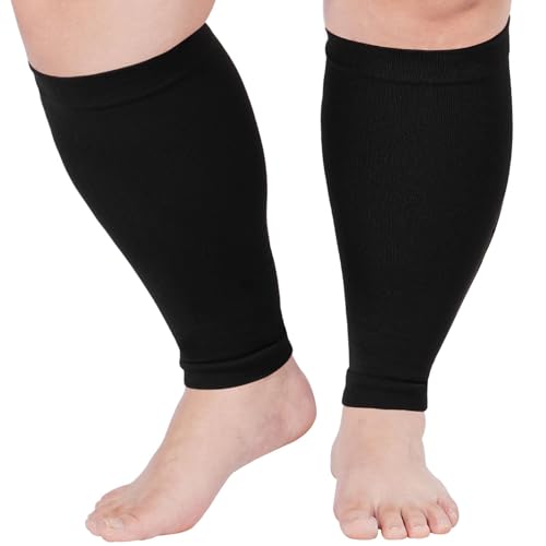 Plus Size Compression Leg Sleeves for Women& Men 15-20mmHg Wide Calf