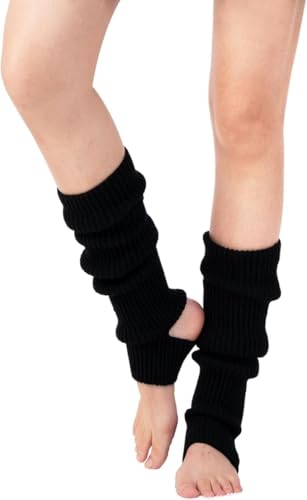 Yoga Socks for Women - Toeless Workout & Dance Leg Warmers - Black