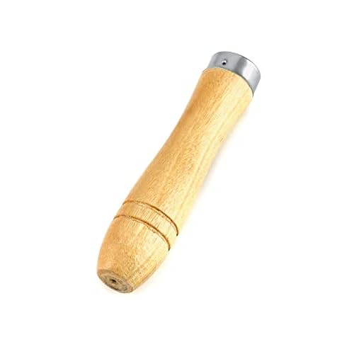 QWORK Wooden File Handle with Strong Metal Collars, 5 Pack Ergonomic Handles Easy Installation for 4'' - 7'' Metal File, Screwdriver, Hand Drill