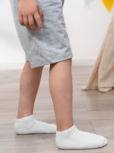 Kids' Half Cushion Low Cut Athletic Ankle Socks - 15 Pack, 4-6 Years, Black, White, Dark Gray, Navy Blue