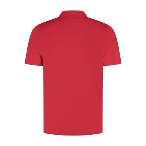 Men's Classic Polo Shirt - 100% Cotton, Zip Collar, Red - Medium