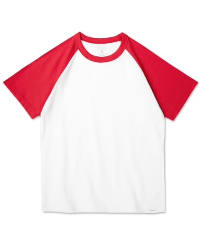 Silenroar Boys Baseball T-Shirt Raglan Short Sleeve Tee 10-12 Years Red & White