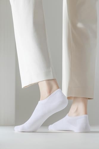 No Show Socks for Women - Cotton Thin Low Cut Non Slip Liner - 6 Pairs in White/Black/Gray