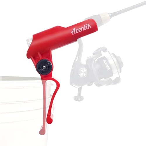 Adjustable Bucket Fishing Rod Holder - Durable ABS - Ice Fishing - Red