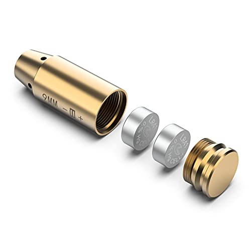 9mm Red Dot Laser Bore Sighter with 3 Sets of Batteries - Brass