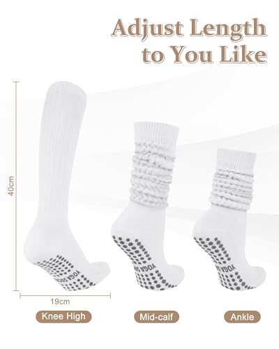 Yoga Pilates Socks with Grips for Women - White