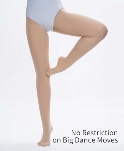 Daydance Girls Ballet Tights for Dance Gymnastics Recital Kids 12-15 Years Tan