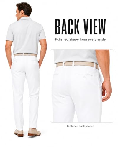 SNOWTEN Men's Stretch Water-Resistant Dress Pants 30W x 30L White Pro