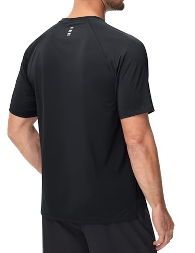 Men's Lightweight Dry Fit Short Sleeve Workout Shirt - Large Black